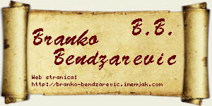 Branko Bendžarević vizit kartica